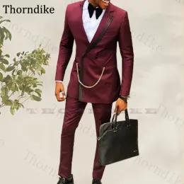 Kostymer Thorndike Autumn Men Peaked Lapel Suits For Wedding Party Groom Wear Tuxedos Custom Made Casual Male Business Bluzers Set 2020