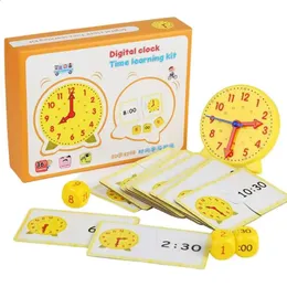 어린이 Montessori Wooden Clock Toys 어린이 시간 분 2 초인인지 시계 유치원 학습 어린이를위한 디지털 장난감 선물 선물 240306