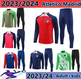 2023 2024 Dorosłe dzieci Atletico Madrids Tracksuit Chandal Futbol Soccer Training Suit 23 24 MADRIDS TrackSuits Ustaw mężczyzn Camiseta de Football Jacket AA