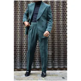 Jackets Moda Corduroy Peak Lapela Men Suit