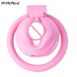 FRRK Pink Hard Plastic Chastity Cage Small Cocklock Device Pussy Shape Design Male Penis Lock Cockrings Sex Tooys for Man 240312