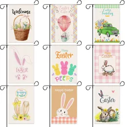 Happy Easter Garden flag rabbit egg welcome Celebrating holidays happy spring garden flag decoration courtyard yard flag linen material P295