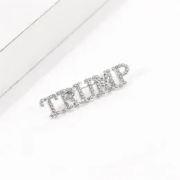 Silver White Luxurious Crystal Support Trump 2024 Brosch Diy Diamond Badge Crafts 2024317