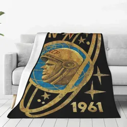Blankets Russia CCCP Yuri Gagarin Fuzzy Blanket Awesome Throw For Sofa Bedding Lounge 150 125cm Bedspread