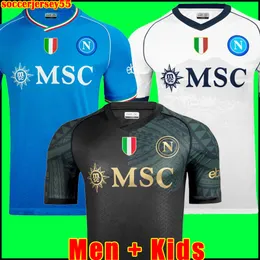 23 24 SSC Napoli Soccer Jerseys Maglia Nápoles 2023 2024 Zielinski Anguissa Olivera Kvaratskhelia Camisa de futebol Osimhen Lozano Maillots de Foot Kit Kit Terceiro