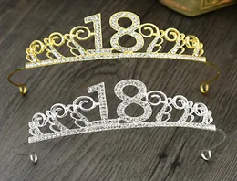 Gold Silver 18 Years Old Birthday Party Crown New Arrival Princess Tiara Girl Glitter Sparkle Cute Headbands Hair Accessory9299261