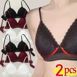 Bras 1/2PCS Sexy Lace Underwear French Triangle Cup Underwaist Push Up Women Lingerie Fashion Bra Intimate Apparel With Breast Patch
