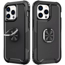 Rugged Hybrid Armor Phone Cases For iPhone 15 Pro Max 14 13 12 Mini 11 X XS XR Max Plus Shockproof Ring Cover With Kickstand Protective Shell