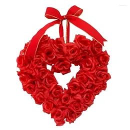 Kwiaty dekoracyjne 1 szt. Walentynki Wciągy Sztuczne czerwone na drzwi przednie drzwi do dekoracji w diecie serce girlanda