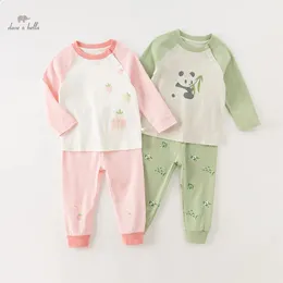 Dave Bella Childrens Girls Boy's Pajamas Pajamas Suit Autumn Winter Fashion Casual Cotton Courfition Two-Piece DB4238266 240312