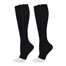 Sports Socks Open Toe Zipper Compression Stockings Zip Sox