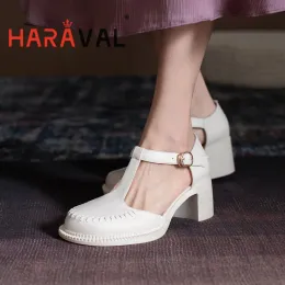 Stivali haraval women pompa scarpe eleganti tacchi alti alti round toe bianco verde mary janes ttied shoes casual cingue