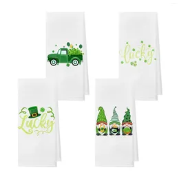 Towel 4 Pack St. Patrick's Day Irish Hand Towels Polyester Green Gnome Leaf Bath Set Soft Absorbent Guest Patrick