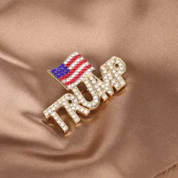 Bling Diamond support Trump Brooch American Patriotic Republican Campaign Pin Commemorative Commemorative Badge 2 Styles 2024317