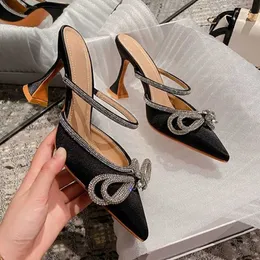 Rhinestone HBP غير العلامة التجارية chaussure talon bow mules أحذية الجودة الكعب للنساء