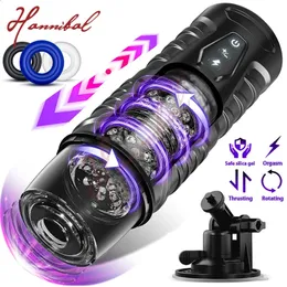 Hannibal Automatic Male Masturbator 7 Thrusting Rotating Modes Mastubator Cup Electric Pocket Pussy For Penis Sex Toy Men 240312