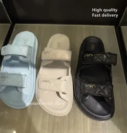2024 Women Summer Sandals Mesh Platform Half slippers Weaves Patchwork Luxury brands Shoes channel Open-Toes Chaussure double Femme Flats Slide c