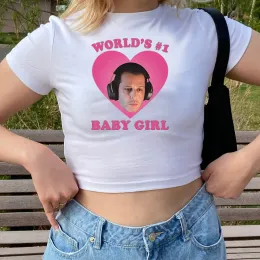 Toppar Succession Kendall Roy Baby Tee World's 1st Baby Girl Meme Shirt Söt Y2K 90S Retro Cousin Greg Crop Baby Tee Succession Gift