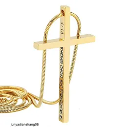 Colar de cruz simples de aço de titânio 18K ouro pingente de aço inoxidável ornamentos personalizados para homens e mulheres