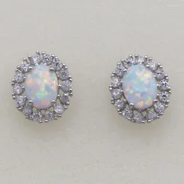 Dangle Earrings JLR-596 White Opal Oval Women's Jewelry Gift