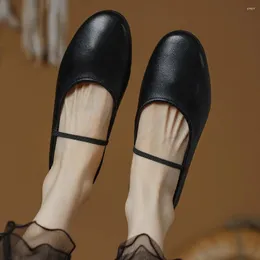 캐주얼 신발 여성 진짜 가죽 둥근 발가락 슬립 온 Mary Jane Ballerinas 고품질 부드러운 편안한 편안한 Espadrilles Ballet Flats Sale