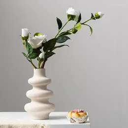 Vases Ceramic Creative Flower Vase Scandinavian Style Interior Aesthetic Table Living Room Garden Office Home Decoration Accessories