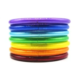 Mix Color PVC Silicone Tube Gold Foil Metal Feel Candy Jelly Bangle Bracelet Set of 7