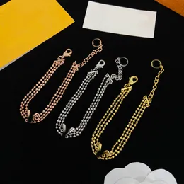 Letter Multilayer Bracelet 18K Gold Silver Plated Chain Crystal V Charm Pendants Original Designer Fashion Women Wristband Cuff Link Chain Bangle Jewelry With Box