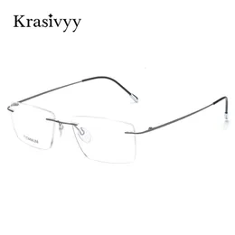 Krasivyy óculos armação masculina 2024 design europeu quadrado sem aro óculos de prescrição para mulher 240314