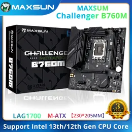 Placa-mãe MAXSUN Challenger B760M Memória DDR4 de canal duplo PCIE 4.0 USB3.2 M.2 LGA1700 (suporta Intel core 12400F/13400F)