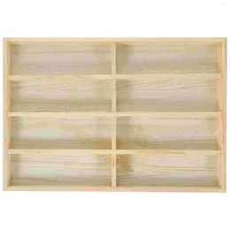 Decorative Plates Solid Wood Eight-compartment Glasses Storage Box Sunglasses Display Rack Wooden Tray