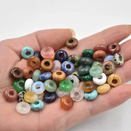 الخرز 2021 الموضة عالية الجودة الحجر الطبيعي سحر مستدير جولة Big Hole Beads 10mmx5mm للمجوهرات صنع 50pcs/Lot بالجملة مجانًا