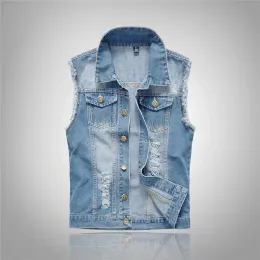 Yelekler 2023 Erkek Denim Tank Üstü Pamuk Casual Ceket Kolsuz Tank Top 80s Denim Üst Moda Çok Yönlü Yelek