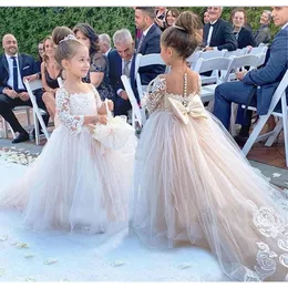 Lovely Kids Flower Girl Dresses For Wedding Long Sleeves Ball Gown White Bridesmaid Dress Girls Party 240313