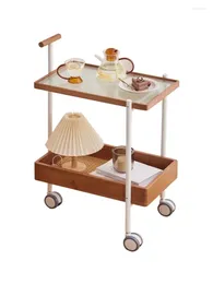 Carrello portaoggetti da cucina Tavolino in vetro Il divano del soggiorno può essere spostato Bordo quadrato Qualche scaffale di lusso leggero