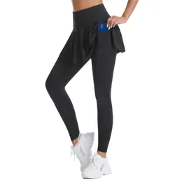 Lu Pant Align Align Lu Zitronenrock VITALINOVO Tennis-Leggings Tasche Damen Skort mit hoher Taille Aktiver Rüschen-Plissee-Golf-Skapri mit Sk