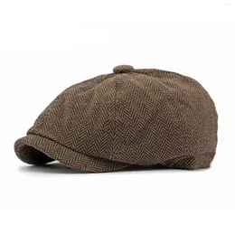 Berets Men's Women's Women Faux Woolen Tweed Ivy Irish Sboy Cabbie Gatsby Beret Artist Hat Cap Octagonal Caps for Men Women