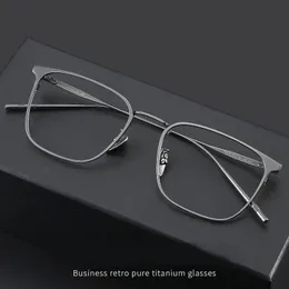 メンズビジネスレトロカジュアルスクエア眼鏡240313のウルトラライト純粋な近視眼鏡フレーム