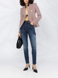 Dżinsy damskie Y2K Spring/Summer Gradient Kolor Kolor Patchwork Chinoswomen's Jeans2024 Wysokie stanowe dziewięciominutowe spodnie bawełniane spodnie