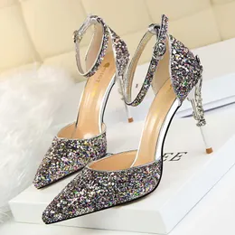 HBP Nonbrand Scarpe Donna Eleganti Customed Toe Toe Night Club Party Sequin High Heel Womens Pumps Shoes