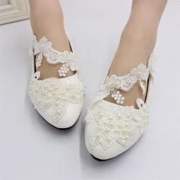 Boots White Lace Wedding Shoes Hot Sale Flat Wedding Dress Shoes Bride Bridesmaid Shoes Fashion Women's Shoesbh163