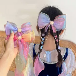 Mädchen süße bunte Chiffon Schleife Band Haarnadeln Mix Großhandel Kinder süße Haare schmücken Stirnband Haarspangen Blume