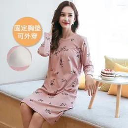 Women's Sleepwear 2024 Spring Plus Size Long Sleeve Cotton Print Nightgowns For Women Korean Lingerie Night Dress Nightdress Nighty