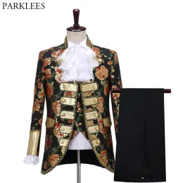 Suits Men's Gothic Style Palace Aristocrat Suit Palace Court Prince Halloween Masquerade Cosplay Party Suit Set Men Costume Homme XL