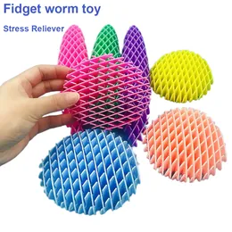 Fidget worm brinquedo sensorial descompressão deformação worm malha elástica plástico estilhaços brinquedo palma jogar pitada diversão ansiedade alívio brinquedos