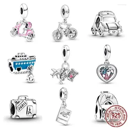 Loose Gemstones Silver 925 Cruise Ship Electric Car Passport Travel Dangle Charm Bead Fit Original Bracelet Necklace Jewelry Gift