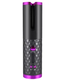 Sändlös hår curler automatisk curlingjärn justerbar temperatur snabb uppvärmning keramisk LCD -display w timer USB laddningsbar3150122