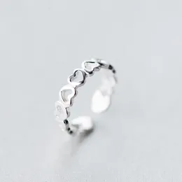 Pierścienie klastra 925 Srebrne serce S925 Pierścień Regulowany biżuteria damski biżuteria