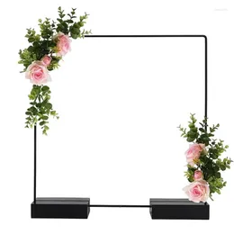 Peças centrais de aro de flores decorativas para mesas peça central floral de metal hexagonal com suporte de cartão de madeira