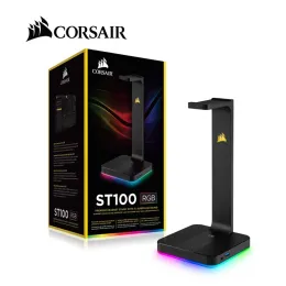 Аксессуары Подставка для гарнитуры Corsair ST100 RGB Premium с объемным звуком 7.1 (3,5 мм) и 2 разъемами USB 3.0